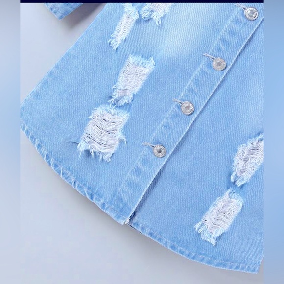 BNIB GIRLS DISTRESSED LONG DENIM JACKET 6 Y - Picture 6 of 16